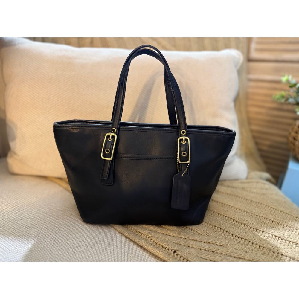 Vintage Coach Legacy Mini Market Tote 9846 Black Leather - Picture 9 of 12